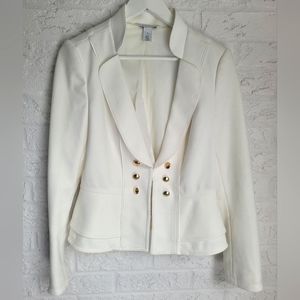 Tailored Off-white Blazer with Military Collar
